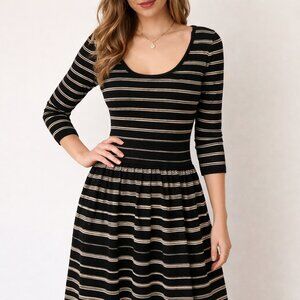 Anthro Knitted & Knotted Striped Sweater Dress L Elodie Knit Casual Cozy